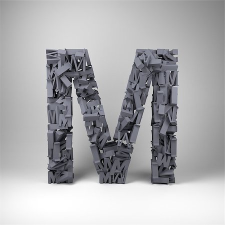 Letter M made out of scrambled small letters in studio setting Photographie de stock - Aubaine LD & Abonnement, Code: 400-06567693