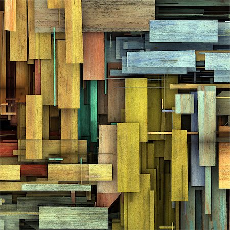 abstract 3d render fragmented colored wood timber plank backdrop Stockbilder - Microstock & Abonnement, Bildnummer: 400-06567721