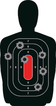 range shooting - Indoor shooting range silhouette paper target shot full of bullet holes. This is a layered vector file saves in Illustrator EPS 10. Foto de stock - Super Valor sin royalties y Suscripción, Código: 400-06567743