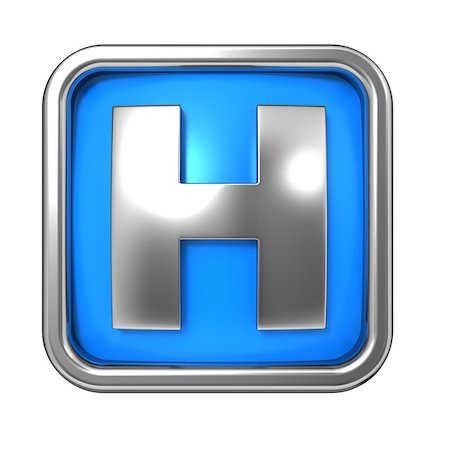 Silver Letter in Frame, on Blue Background - Letter H Fotografie stock - Microstock e Abbonamento, Codice: 400-06567757