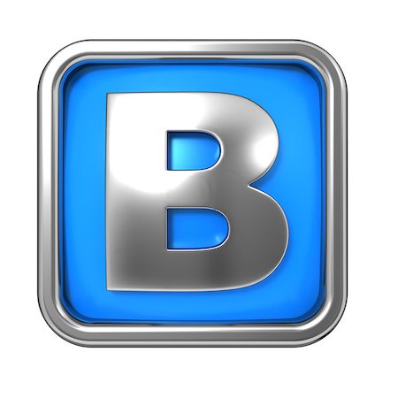 simsearch:400-06567756,k - Silver Letter in Frame, on Blue Background - Letter B Photographie de stock - Aubaine LD & Abonnement, Code: 400-06567750