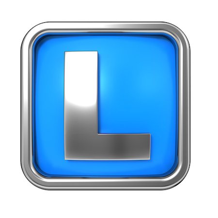 Silver Letter in Frame, on Blue Background - Letter L Photographie de stock - Aubaine LD & Abonnement, Code: 400-06567762