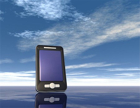 data security screens - smartphone under cloudy blue sky - 3d illustration Stock Photo - Budget Royalty-Free & Subscription, Code: 400-06567818