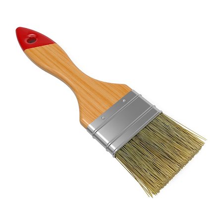 dripping multicoloured paint - Wooden Paintbrush Isolated on White Background. Stock Photo - Budget Royalty-Free & Subscription, Code: 400-06568049