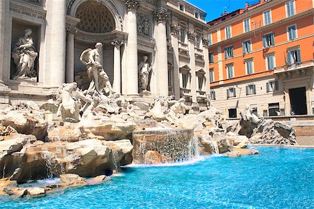 simsearch:400-06557787,k - Fountain di Trevi in Rome. Summer day Foto de stock - Super Valor sin royalties y Suscripción, Código: 400-06568172