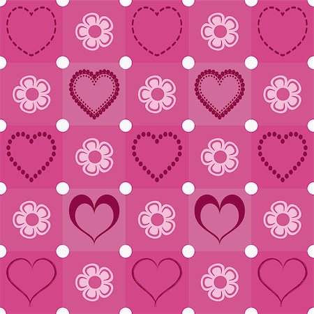 simsearch:400-06640545,k - Wallpaper with heart and flower shapes Stock Photo - Budget Royalty-Free & Subscription, Code: 400-06568448