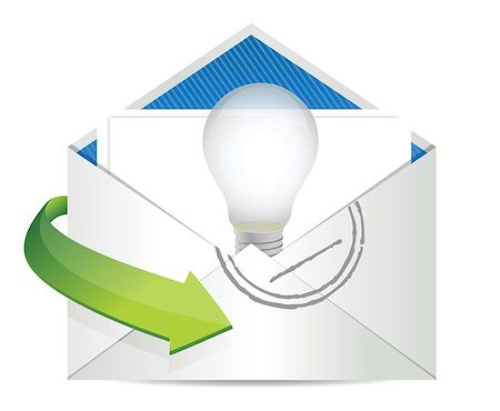 sending an idea, Open envelope illustration design over white Stock Photo - Budget Royalty-Free & Subscription, Code: 400-06568606