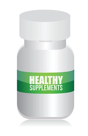 healthy medical supplement pills jar illustration design over white Stock Photo - Budget Royalty-Free & Subscription, Code: 400-06568615