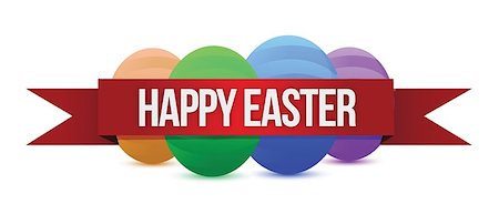 Happy Easters banner illustration design over a white background Stock Photo - Budget Royalty-Free & Subscription, Code: 400-06568653