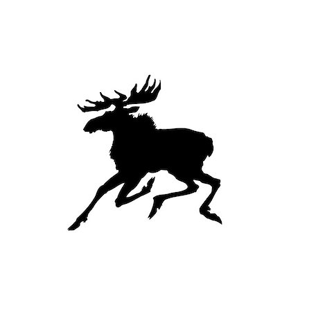 simsearch:400-09049135,k - The black silhouette of a running elk Stockbilder - Microstock & Abonnement, Bildnummer: 400-06568845