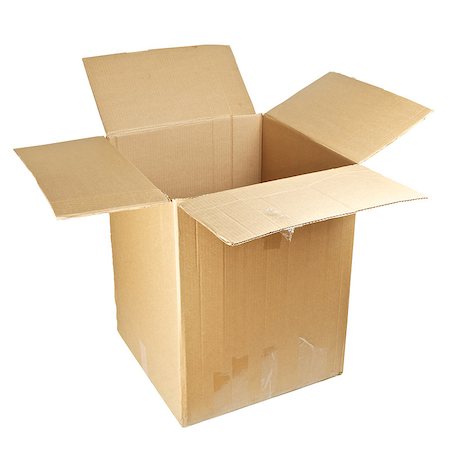 simsearch:400-05334937,k - open empty cardboard box isolated on white Stock Photo - Budget Royalty-Free & Subscription, Code: 400-06568851