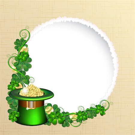 pot of gold - Patrick day background with gold coins and leprechaun hat Stock Photo - Budget Royalty-Free & Subscription, Code: 400-06568920