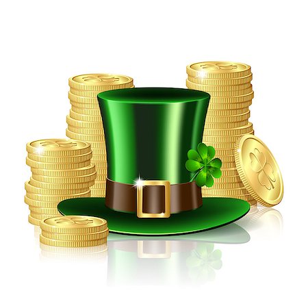 simsearch:400-08502521,k - Patrick day background with gold coins and leprechaun hat Foto de stock - Super Valor sin royalties y Suscripción, Código: 400-06568922