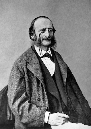 simsearch:400-06642672,k - Jacques Offenbach (1819-1880) on antique print from 1899. German-born French composer, cellist and impresario of the romantic period. After Nadar and published in the 19th century in portraits, Germany, 1899. Foto de stock - Super Valor sin royalties y Suscripción, Código: 400-06568974