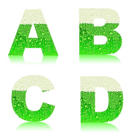 the four letters of the alphabet with the texture of green beer Foto de stock - Super Valor sin royalties y Suscripción, Código: 400-06569599