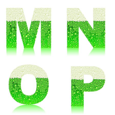 the four letters of the alphabet with the texture of green beer Stock Photo - Budget Royalty-Free & Subscription, Code: 400-06569602