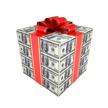 franklin - Gift of dollars. Isolated render on a white background Stock Photo - Budget Royalty-Free & Subscription, Code: 400-06560359