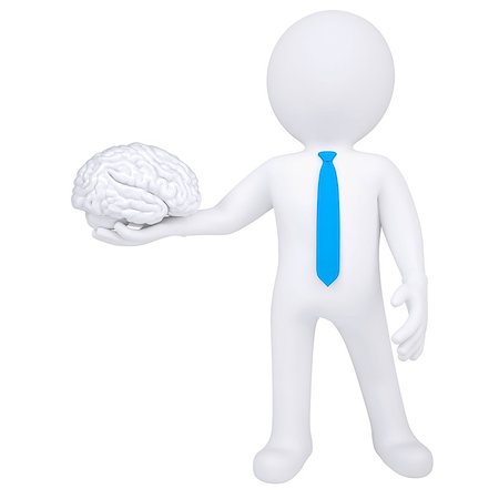 simsearch:400-07984242,k - 3d man holding a brain. Isolated render on a white background Stock Photo - Budget Royalty-Free & Subscription, Code: 400-06560373