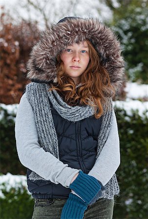 Outdoor portrait of a teenager girl in winter cloths Stock Photo - Budget Royalty-Free & Subscription, Code: 400-06560395