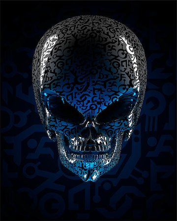 Alien skull covered with unknown writing Stock Photo - Budget Royalty-Free & Subscription, Code: 400-06560647