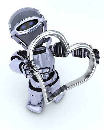 simsearch:400-06560748,k - 3D render of a Robot with heart charm Foto de stock - Royalty-Free Super Valor e Assinatura, Número: 400-06560748