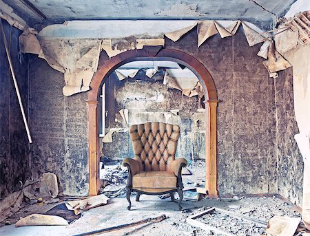 old abandoned burned interior photo Stock Photo - Budget Royalty-Free & Subscription, Code: 400-06560876