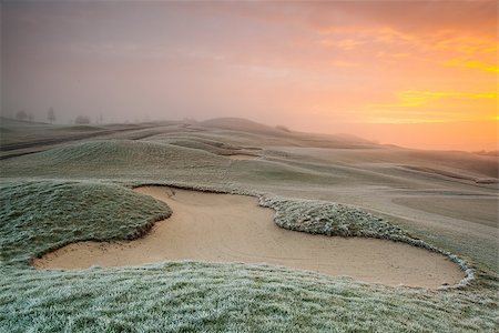 On the empty golf course in winter morning Stock Photo - Budget Royalty-Free & Subscription, Code: 400-06560883
