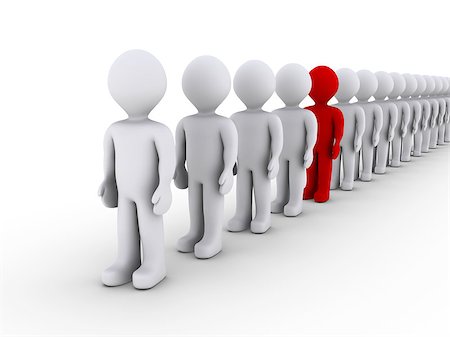 simsearch:400-06762308,k - 3d people in line and one is different in color Stockbilder - Microstock & Abonnement, Bildnummer: 400-06560890