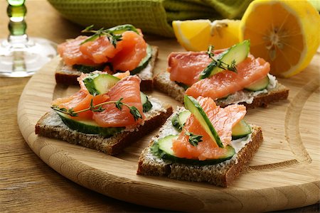 canape sandwiches with salmon and cucumber Stock Photo - Budget Royalty-Free & Subscription, Code: 400-06561057