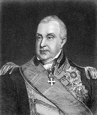 simsearch:400-04676976,k - Edward Pellew, 1st Viscount Exmouth (1757-1833) on engraving from 1859.  British naval officer. Engraved by unknown artist and published in Meyers Konversations-Lexikon, Germany,1859. Foto de stock - Super Valor sin royalties y Suscripción, Código: 400-06561130