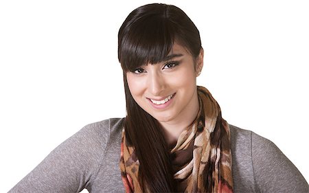 simsearch:400-06426526,k - Cute young Hispanic female with smile and scarf Photographie de stock - Aubaine LD & Abonnement, Code: 400-06561371