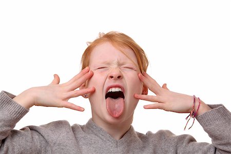 simsearch:400-06561568,k - Portrait of a screaming young girl on white background Photographie de stock - Aubaine LD & Abonnement, Code: 400-06561565
