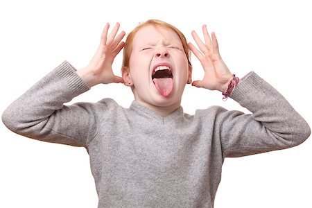 simsearch:400-06561568,k - Portrait of a screaming young girl on white background Photographie de stock - Aubaine LD & Abonnement, Code: 400-06561567