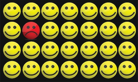 sad yellow icon - Smiles and one sad face illustration design over white Stock Photo - Budget Royalty-Free & Subscription, Code: 400-06561677