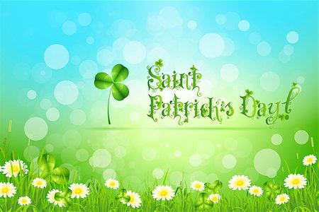 simsearch:400-06569678,k - Saint Patricks Day with Flowers and Shamrock on Abstract Background Stock Photo - Budget Royalty-Free & Subscription, Code: 400-06561937