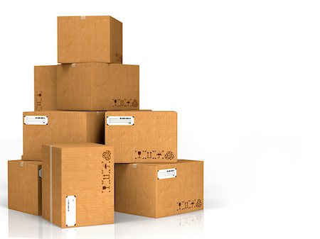 simsearch:400-05708252,k - Cardboard Boxes Isolated on White Background. Stock Photo - Budget Royalty-Free & Subscription, Code: 400-06562077