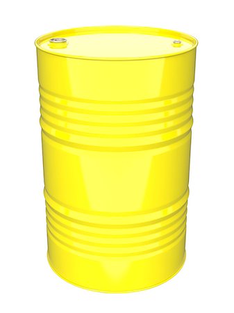 Yellow Industrial Barrel. Isolated on white. Stock Photo - Budget Royalty-Free & Subscription, Code: 400-06562108