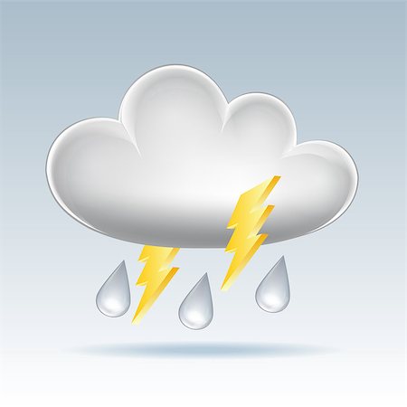Cloud icon. Rain and lightning. Vector illustration Stock Photo - Budget Royalty-Free & Subscription, Code: 400-06562168