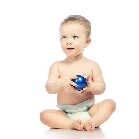 simsearch:400-09222788,k - baby playing with christmas ball, isolated on white Photographie de stock - Aubaine LD & Abonnement, Code: 400-06562562