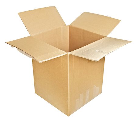 simsearch:400-04407352,k - open empty cardboard box isolated on white Photographie de stock - Aubaine LD & Abonnement, Code: 400-06562571