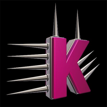 simsearch:614-06537122,k - letter k with metal prickles on black background - 3d illustration Stock Photo - Budget Royalty-Free & Subscription, Code: 400-06562692