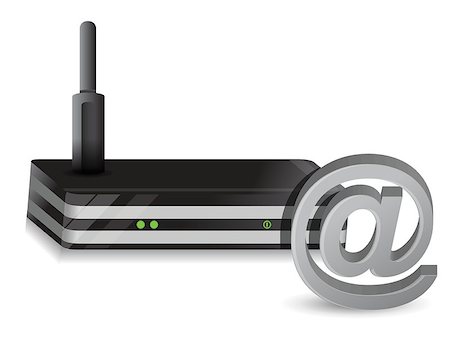 simsearch:400-06332402,k - Wireless Router at sign internet illustration design over a white background Foto de stock - Super Valor sin royalties y Suscripción, Código: 400-06562744