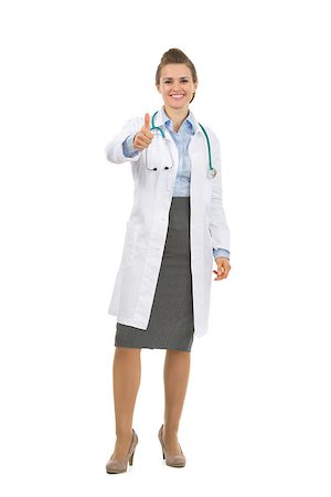 Full length portrait of medical doctor woman showing thumbs up Stock Photo - Budget Royalty-Free & Subscription, Code: 400-06562795