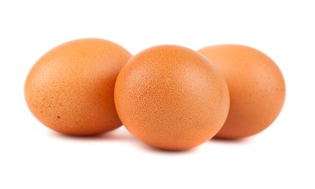 simsearch:400-04992703,k - Three brown chicken eggs isolated on white background Stock Photo - Budget Royalty-Free & Subscription, Code: 400-06570195