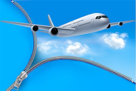 Travel background with airplane and white clouds Stock Photo - Budget Royalty-Free & Subscription, Code: 400-06570389