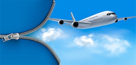 Travel background with airplane on blue sky. Vector Stock Photo - Budget Royalty-Free & Subscription, Code: 400-06570416