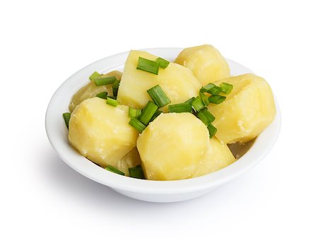 boiled potato with onion in bowl, isolated on white Stock Photo - Budget Royalty-Free & Subscription, Code: 400-06570444