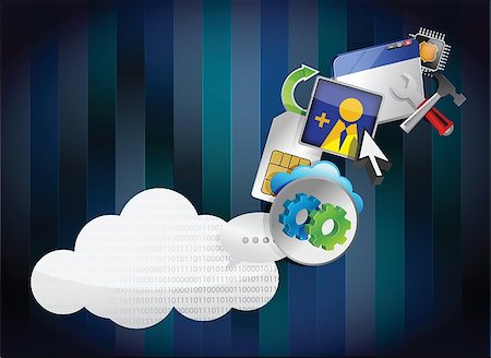 simsearch:400-06355676,k - binary cloud of colorful application icons isolated on white background Foto de stock - Super Valor sin royalties y Suscripción, Código: 400-06570476