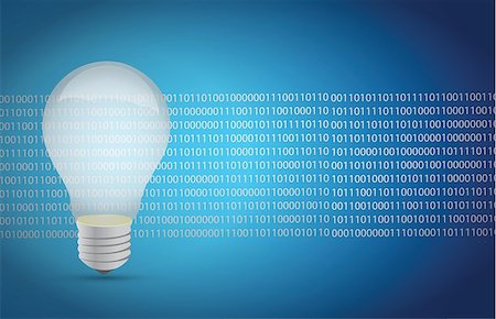 pic of electric shocked - light bulb binary illustration design over a white background Stock Photo - Budget Royalty-Free & Subscription, Code: 400-06570553