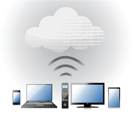 symbols in computers wifi - Cloud Computing electronic wifi Concept illustration design over white Stock Photo - Budget Royalty-Free & Subscription, Code: 400-06570574